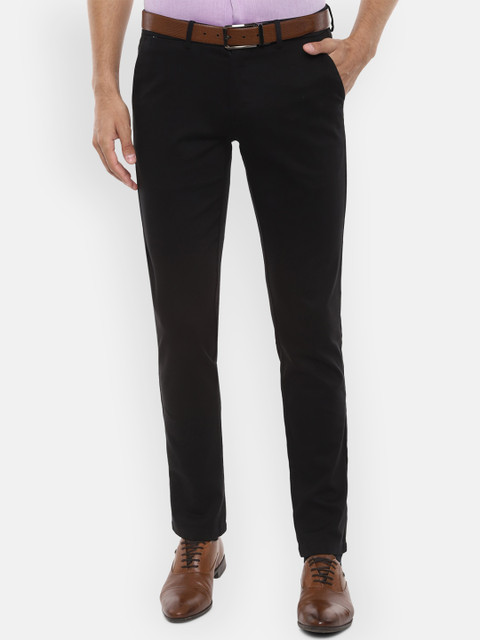 

Van Heusen Men Black Slim Fit Solid Formal Trousers