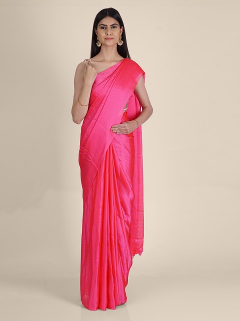 

Hastakala Pink Printed Poly Crepe Saree