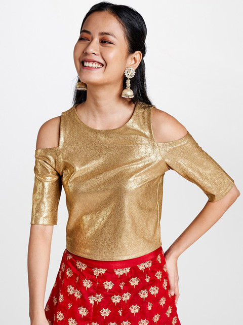 

Global Desi Women Gold-Toned Solid Top