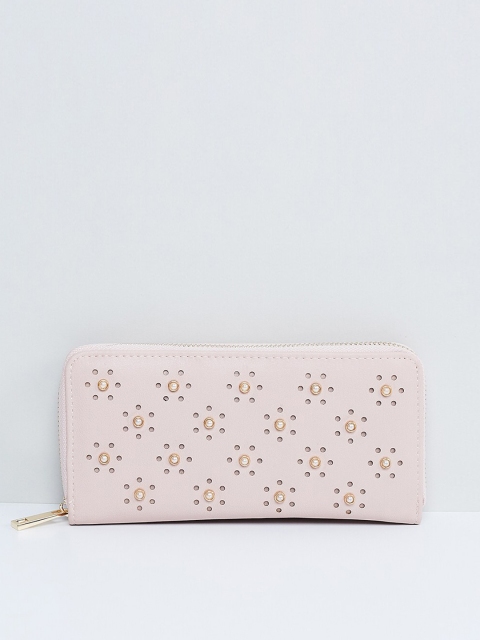 

max Women Pink Textured Zip Around Wallet