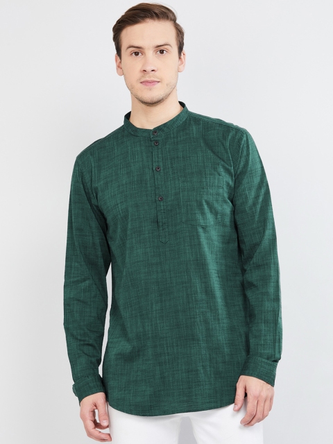 

max Men Green Solid Straight Kurta