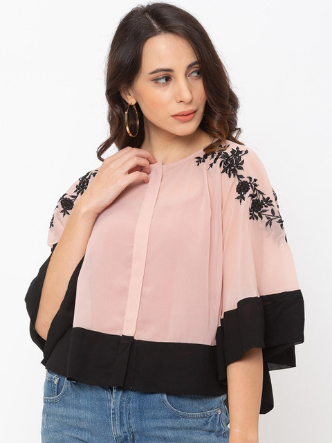 

Iti Women Pink Embroidered Shirt Style Top
