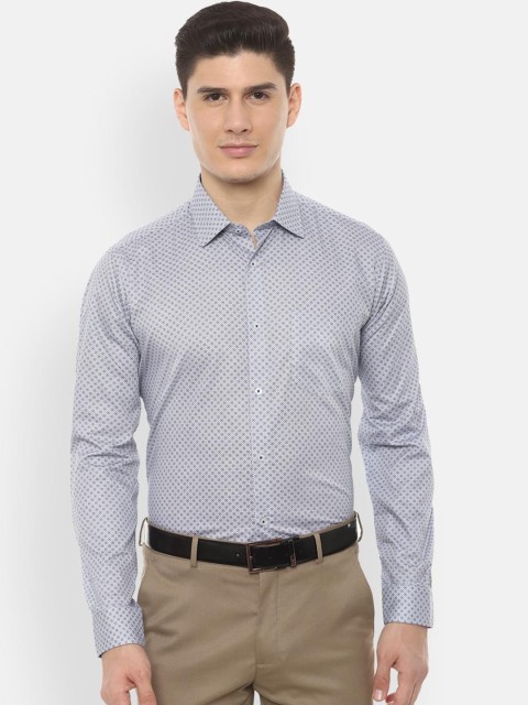 

Van Heusen Men White & Blue Regular Fit Printed Formal Shirt