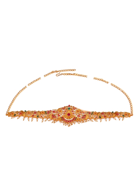 

Alankruthi Gold-Plated Pink & Green Stone-Studded Sustainable Kamarbandh