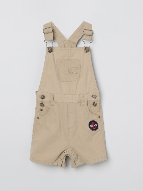 

max Boys Beige Solid Slim-Fit Dungarees