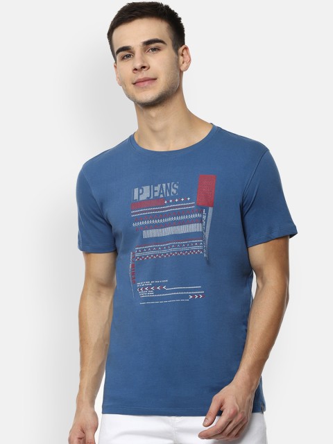 

Louis Philippe Jeans Men Blue Printed Round Neck T-shirt