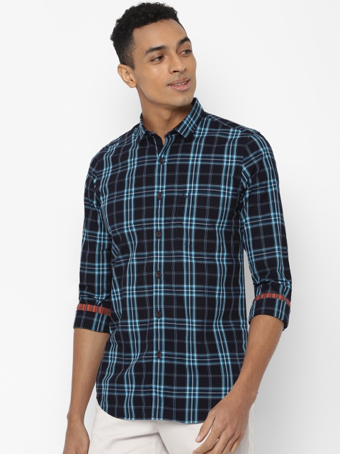 

Allen Solly Men Navy Blue Slim Fit Checked Casual Shirt