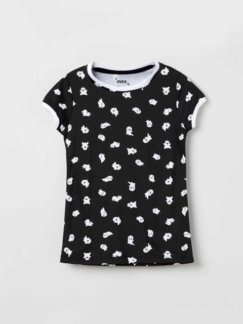 

max Girls Black Printed Top