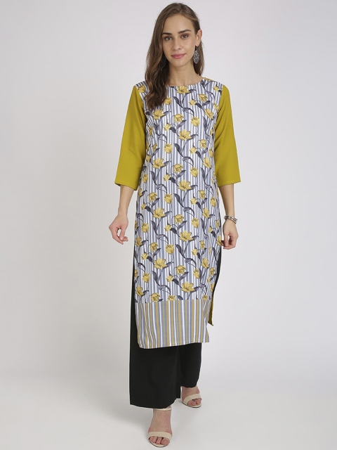 

Florence Women Yellow & White Printed Straight Kurta