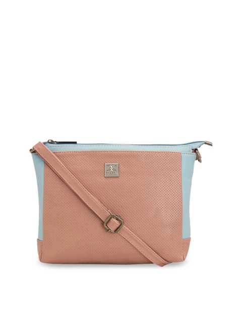 

ESBEDA Peach-Coloured & Sea Green Colourblocked Sling Bag