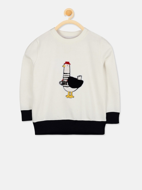 

Cherry Crumble Boys White Printed Sweatshirt