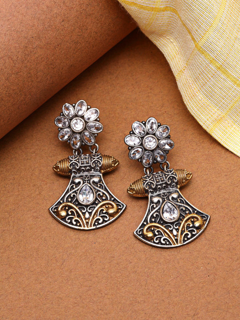 

Melani Borsa Silver-Toned Floral Drop Earrings
