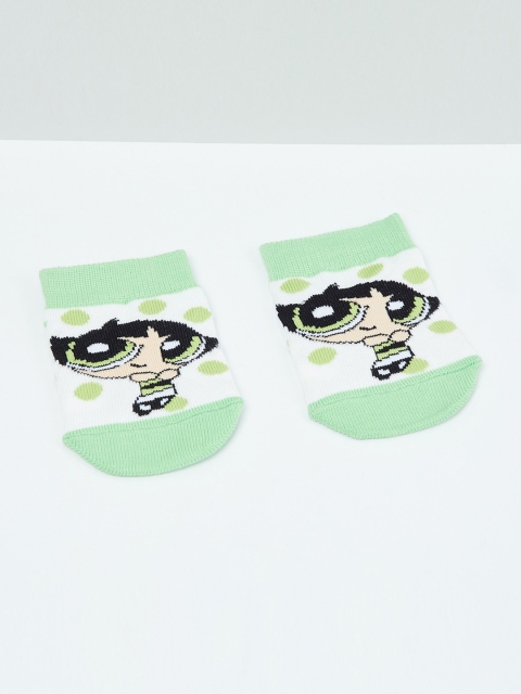 

max Girls Green & White Patterned Socks
