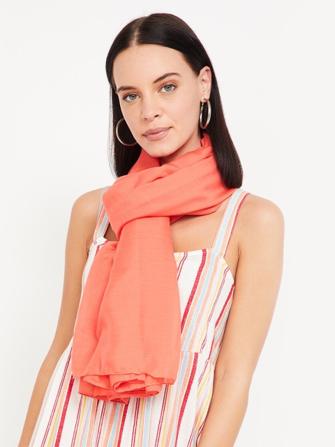 

Ginger by Lifestyle Women Coral Orange Solid Stole