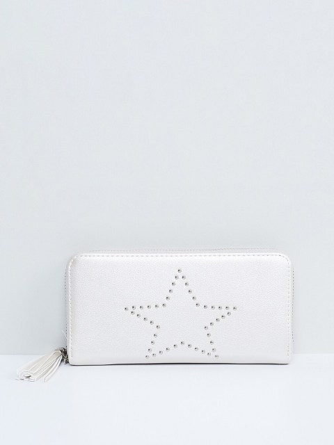 

max Women Off-White Embellished Zip Around Wallet