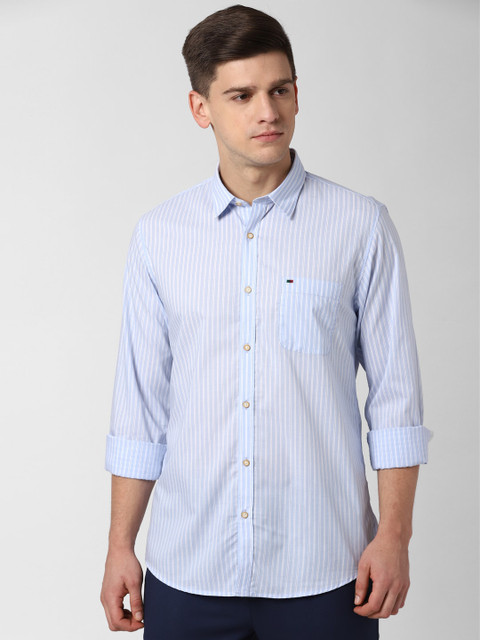 

Peter England Casuals Men Blue & Off-White Slim Fit Striped Casual Shirt