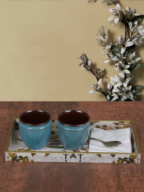 

StyleMyWay Grey & Olive Brown Printed Decorative MDF Tray with Enamel Finish