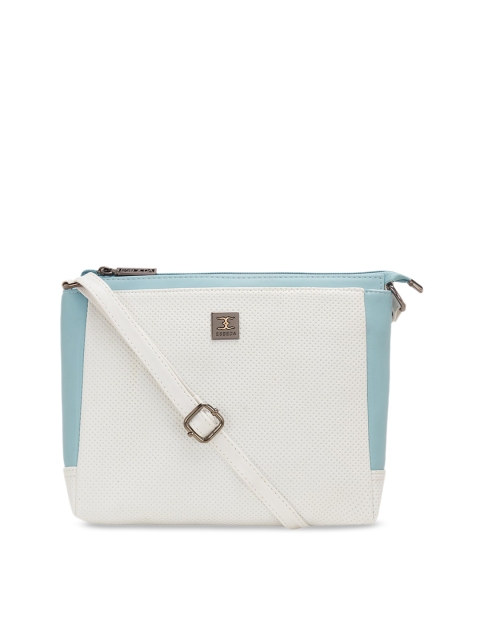 

ESBEDA White & Sea Green Colourblocked Sling Bag