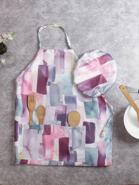 

HOUZZCODE Unisex Multicoloured Magic Brick Printed Apron & Cap, Multi