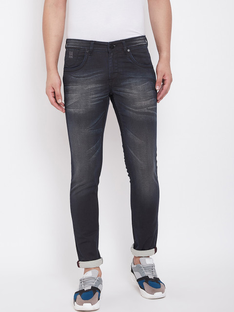 

American Archer Men Navy Blue & Black Smart Skinny Fit Low-Rise Clean Look Jeans
