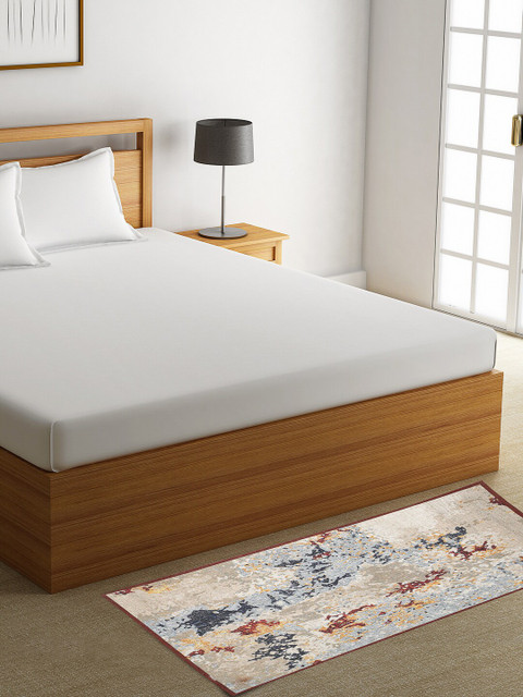 

ROMEE Beige & Blue Abstract Patterned Bed Side Runner