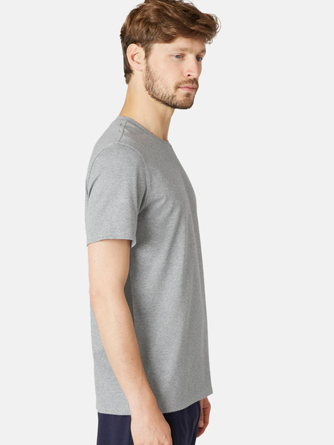 

NYAMBA By Decathlon Men Grey Solid Round Neck T-shirt