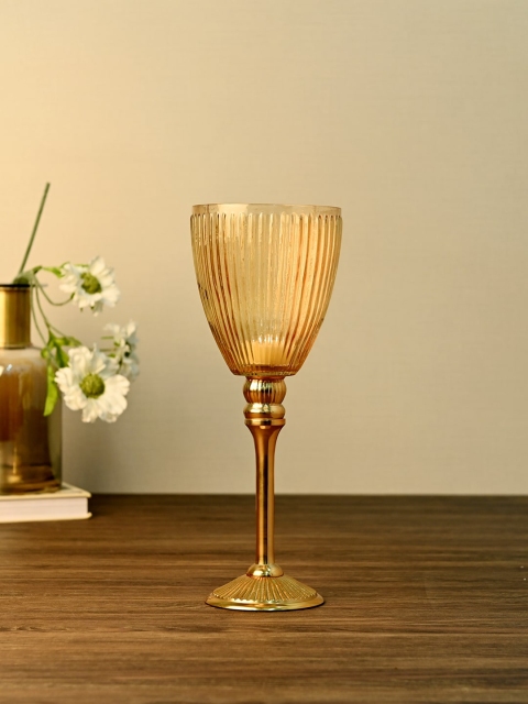 

Pure Home and Living Gold-Toned Ribbed Festive Votive Holder
