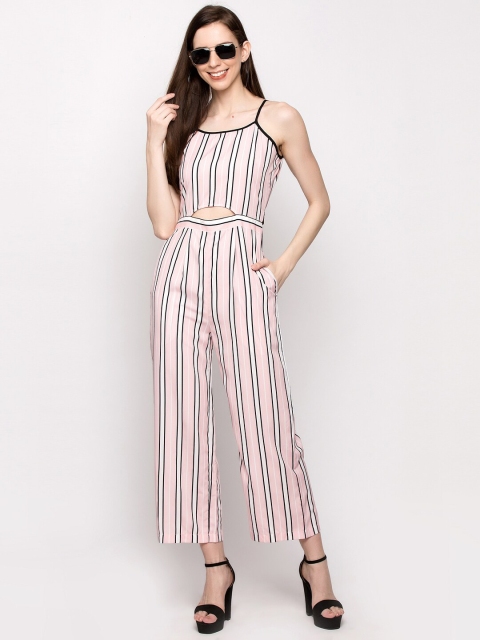 

Slenor Women Pink & Black Striped Basic Jumpsuit