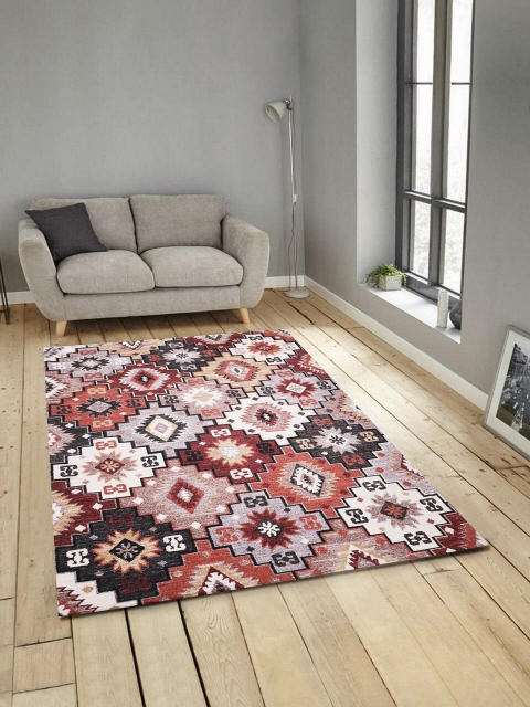 

ROMEE Multicolored Geometric Printed Anti-Skid Carpets, Multi