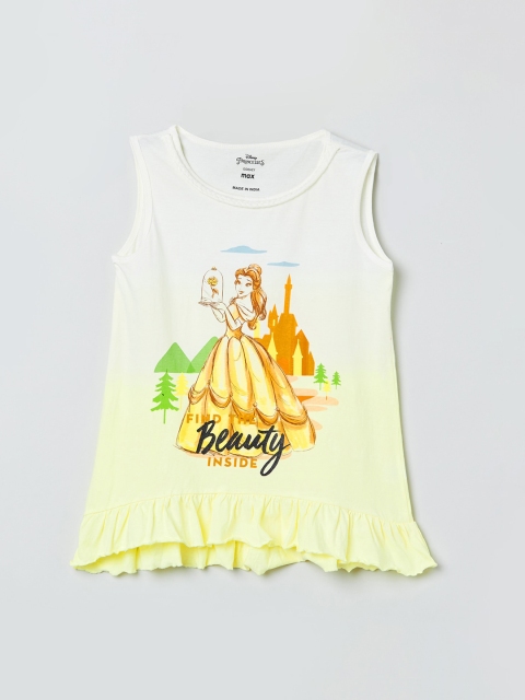 

max Girls Yellow & White Printed Top