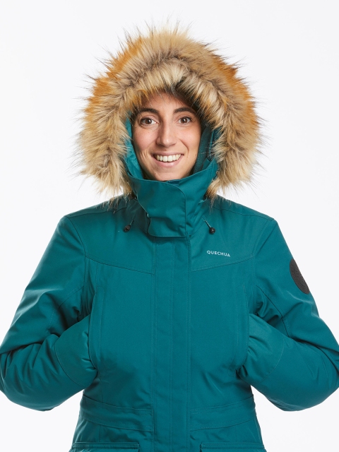 

Quechua By Decathlon Women Turquoise Blue Solid Water Resistant Puffer Jacket