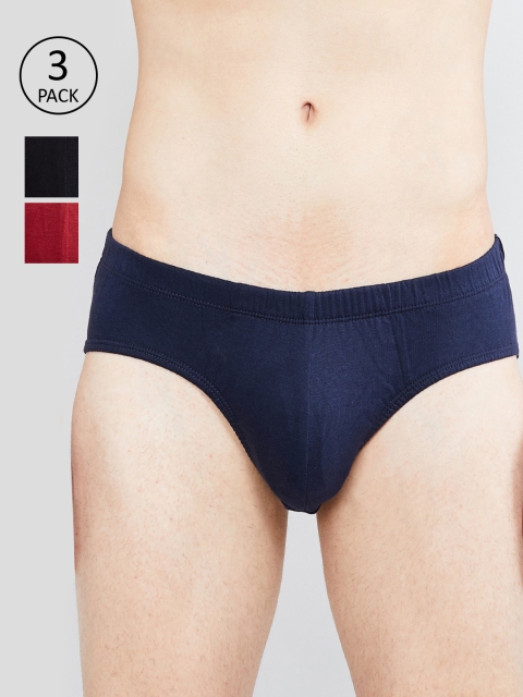 

max Men Pack Of 3 Solid Anti-Bacterial Basic Briefs, Burgundy