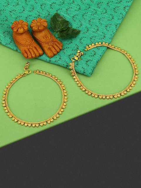 

Adwitiya Collection Set Of 2 24-CT Gold-Plated Handcrafted Anklets