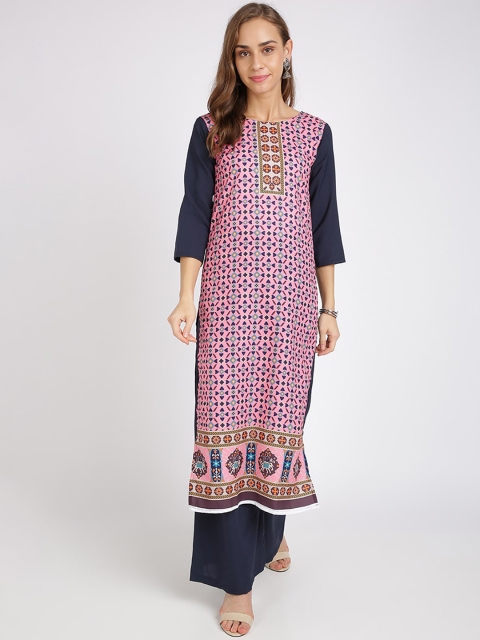 

Florence Women Pink & Navy Blue Printed Kurta with Palazzos