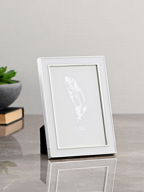 

Pure Home and Living Silver-Toned & White Enamelled Photo Frame