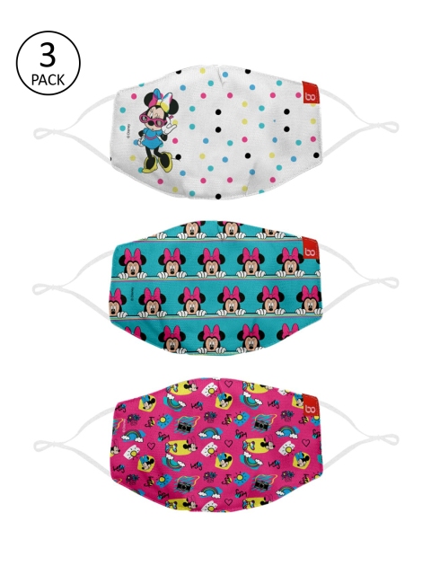 

BonOrganik Kids Pack Of 3 Multicolored Mini Mouse & Friends Printed Protective Cloth Masks, Multi