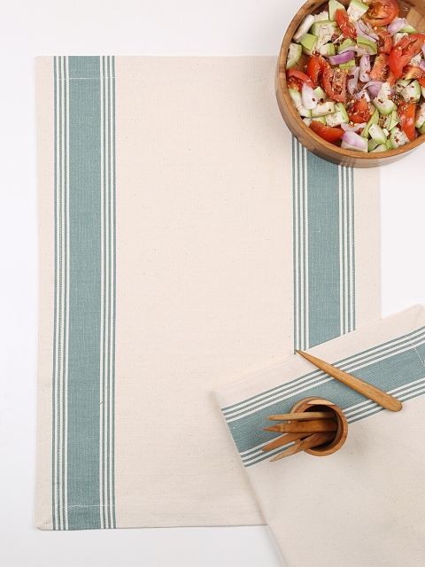 

ellementry Set Of 6 Pink & Teal Blue Striped Table Placemats