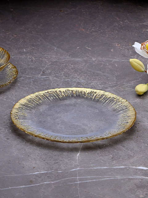 

Pure Home and Living Gold-Toned & Transparent Dinner Plate