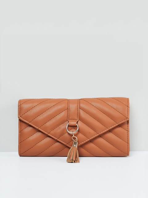 max Tan Brown Textured Envelope Clutch