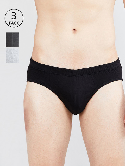 

max Men Pack Of 3 Solid Basic Briefs NOSBFBG01, Black