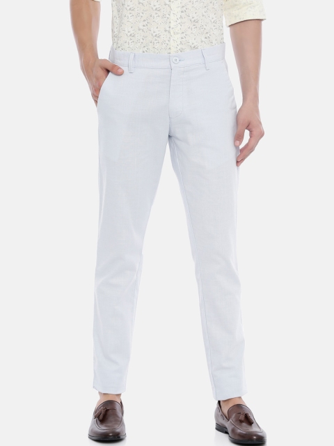 

ARISER Men Blue Slim Fit Self Design Regular Trousers