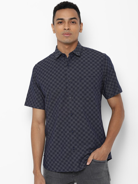 

Allen Solly Men Navy Blue & Grey Slim Fit Checked Casual Shirt