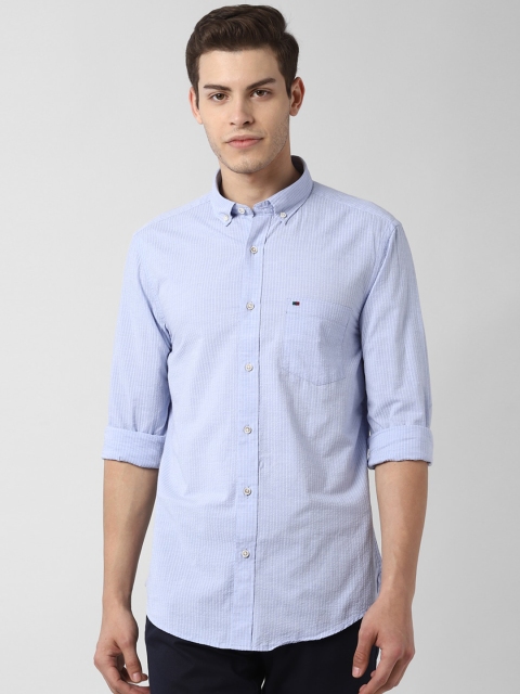 

Peter England Casuals Men Blue Regular Fit Striped Casual Shirt