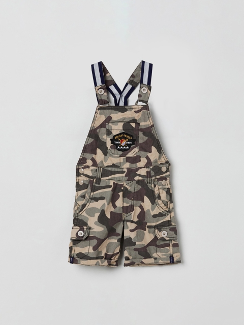 

max Unisex Kids Brown & Beige Camouflaged Printed Slim-Fit Dungarees