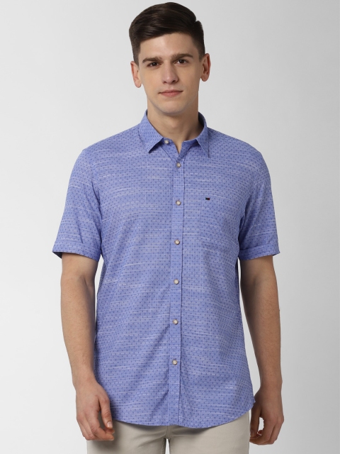 

Peter England Casuals Men Blue Slim Fit Printed Casual Shirt