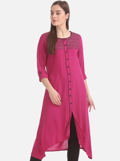

Karigari Women Pink Solid A-Line Kurta