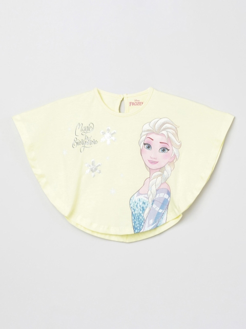 

max Girls Yellow Printed Cape Top
