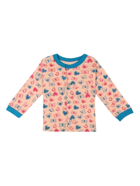 

FLENZA Kids Peach & Blue Printed Round Neck T-shirt