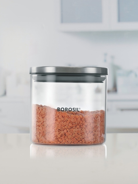 

BOROSIL Set of 5 Transparent Borosilicate Glass Classic Wide Jar Containers 900 ML