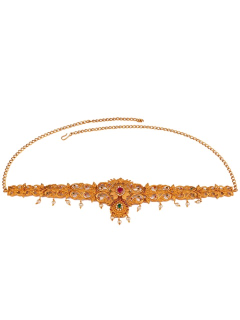 

Alankruthi Gold-Plated Pink & Green Stone-Studded Sustainable Kamarbandh